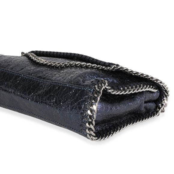 Stella McCartney Metallic Blue Cracked Vegan Leather Falabella Mini Crossbody - Picture 5 of 7